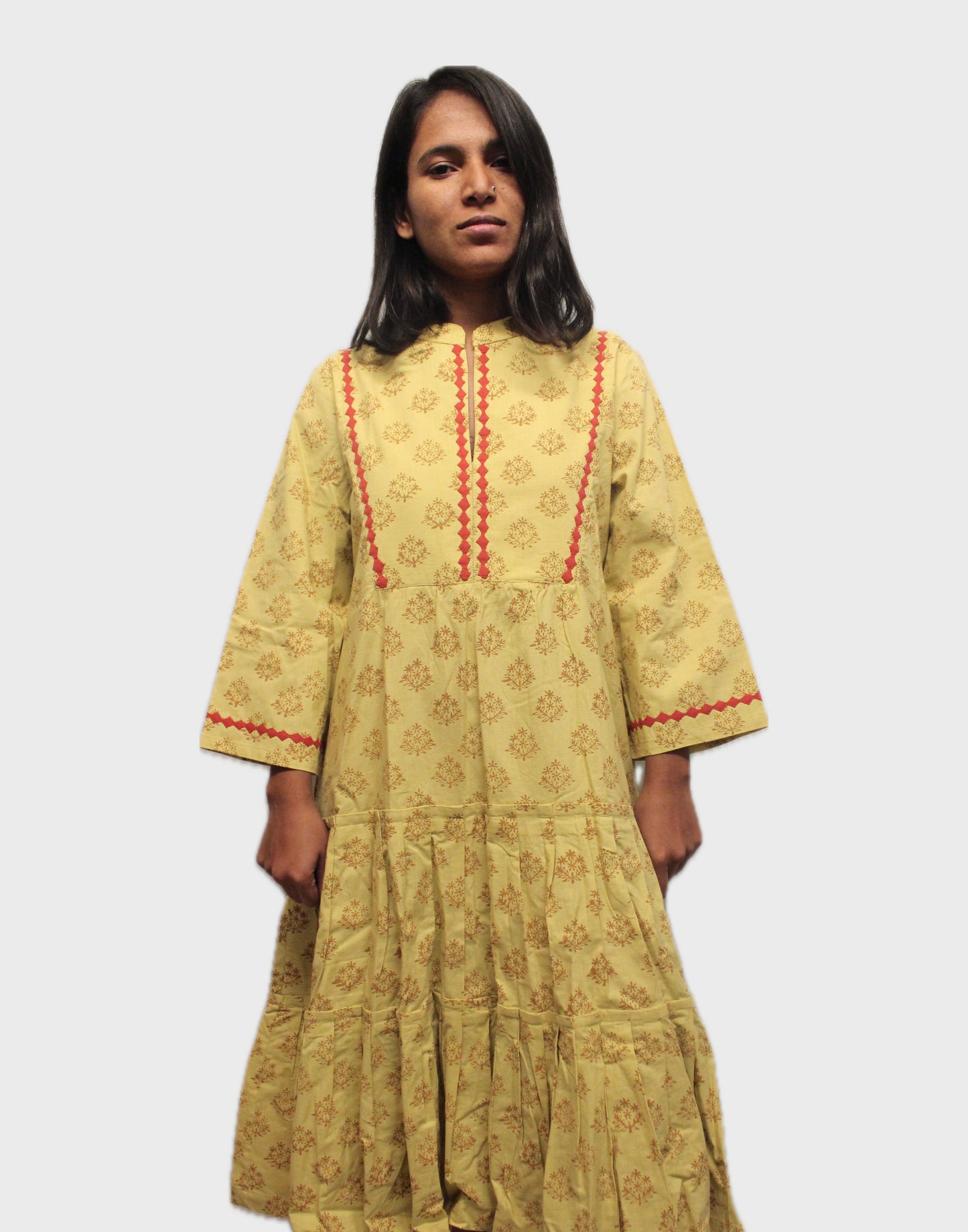 Cotton Flaired Dress - Yellow