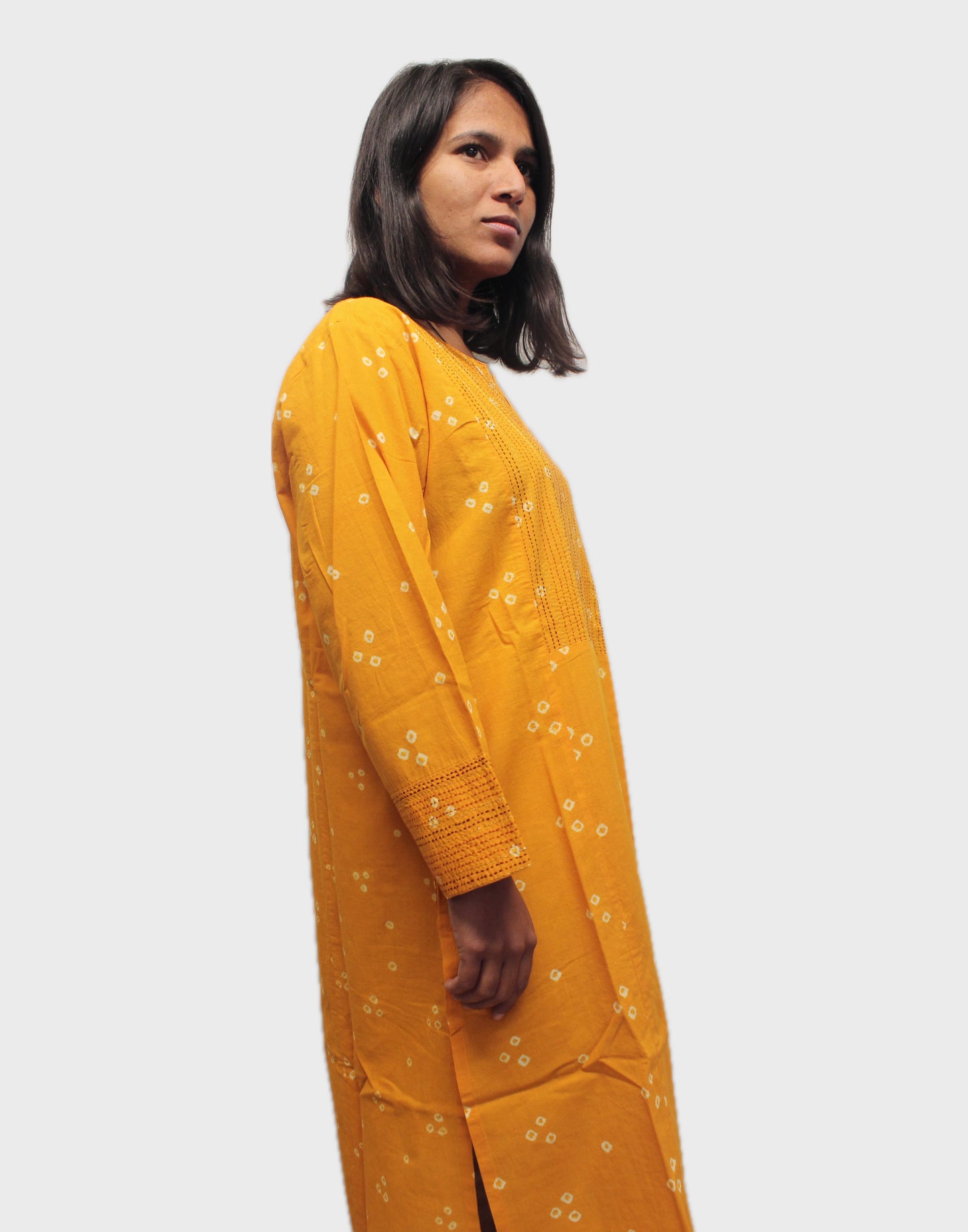 Mustard Bandhani Kurta