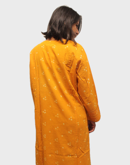 Mustard Bandhani Kurta