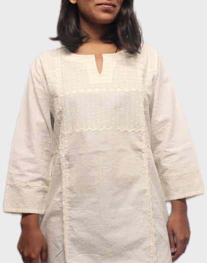 Tanka Appliqué Kurta - Off White