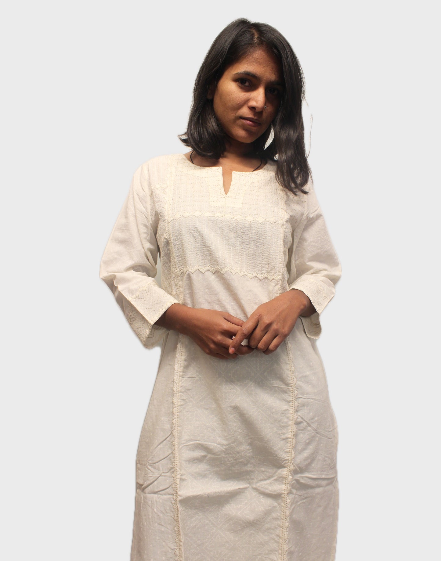 Tanka Appliqué Kurta - Off White