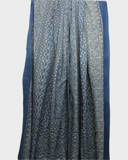 Handcrafted Ajrakh Print Double Bedcover - Blue