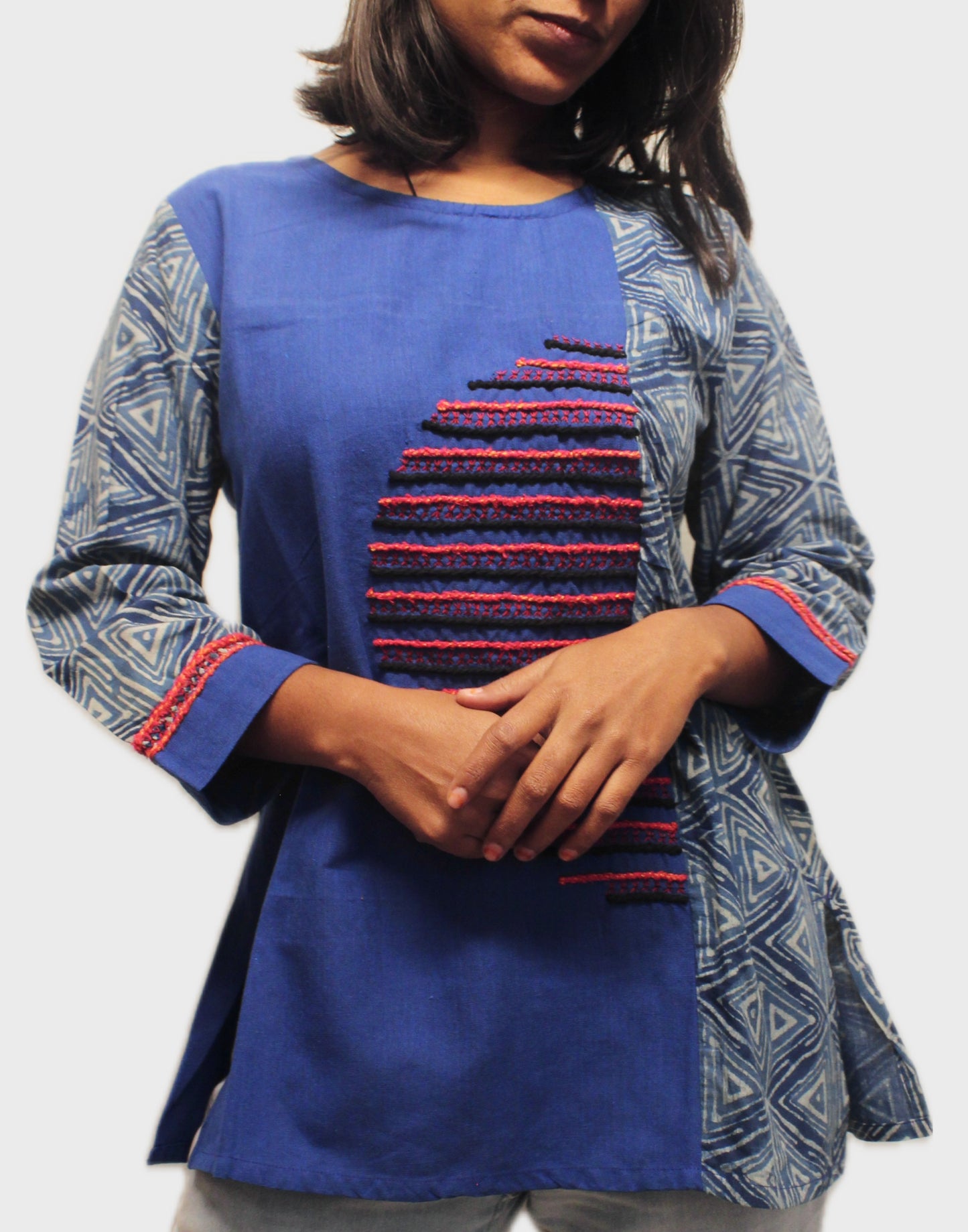 Sunrise Elegance Cotton Top - Blue