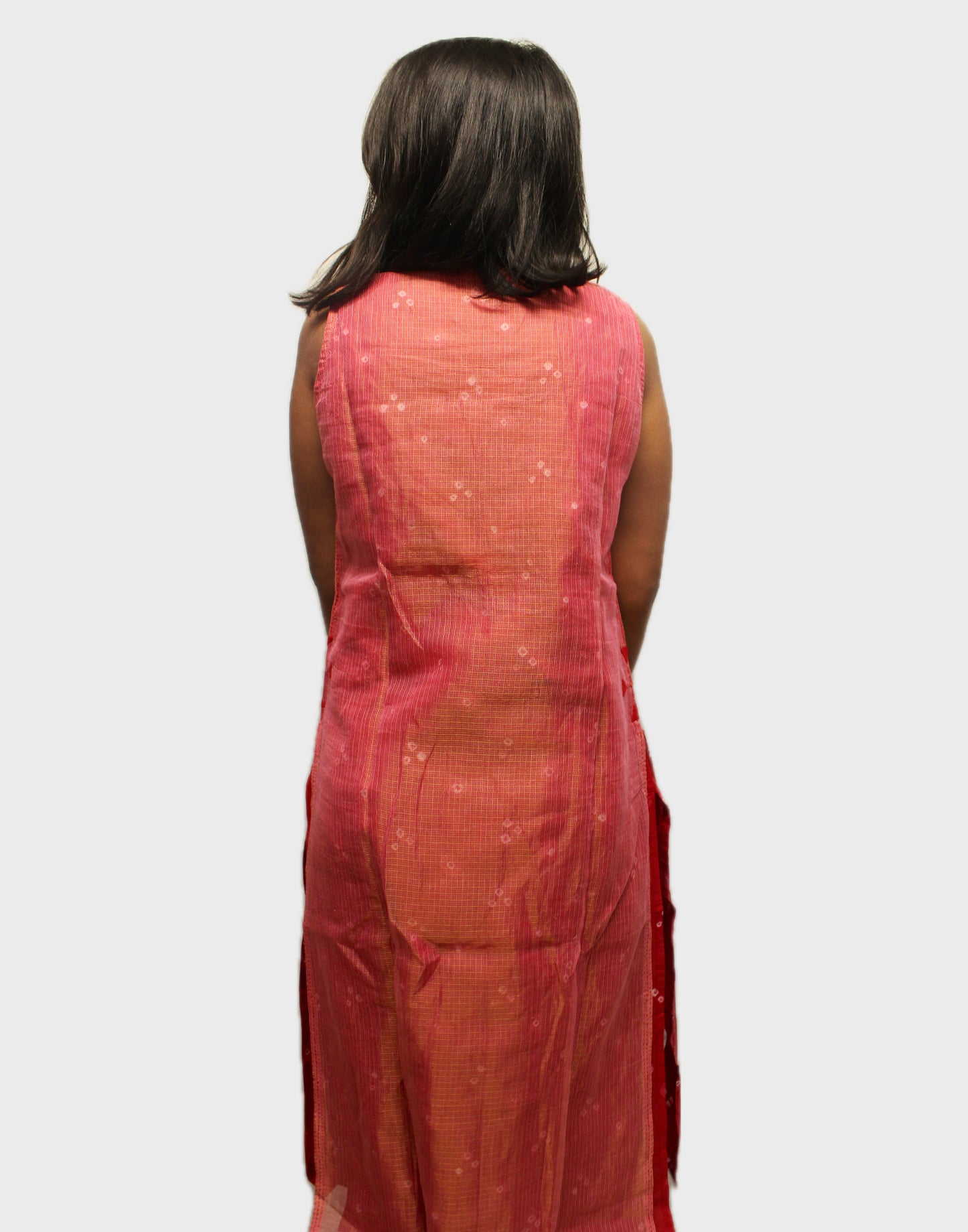 Chanderi Bandhni Silk Kurta - Pink