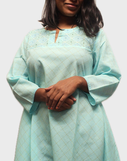 Sky Blossom Handcrafted Kurta