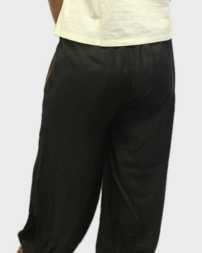 LuxeStitch: Silk Pants with Chain Stitch Detail