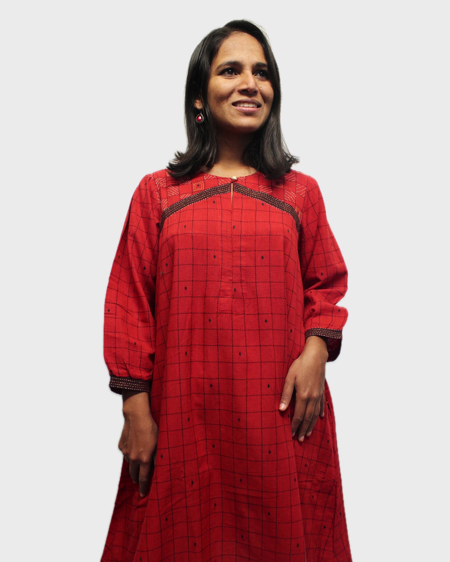 Kantha Katha Kurti - Red