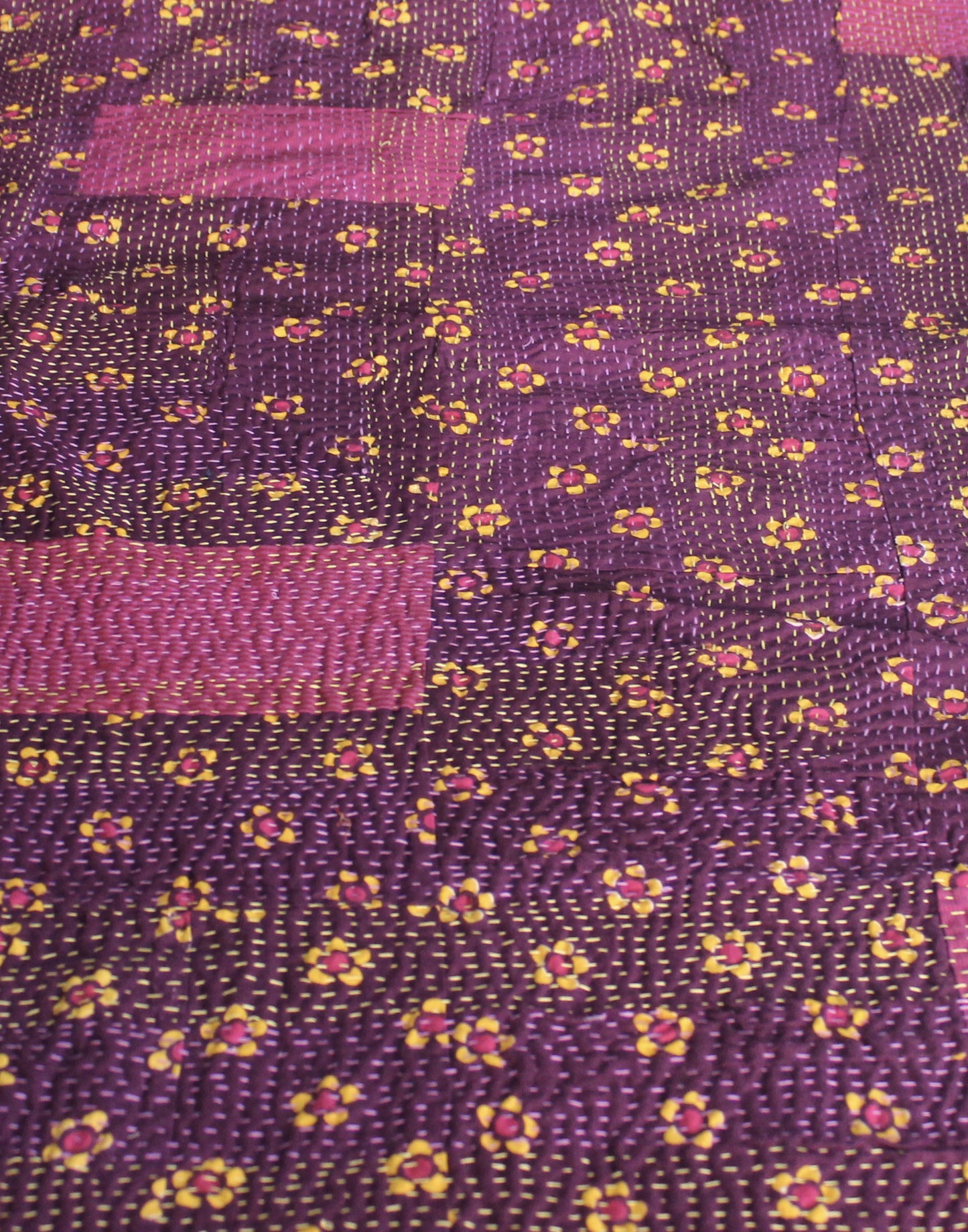 Cotton Godri Patchwork Quilt Floral Print - Purple