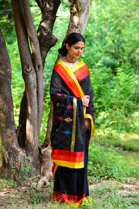 Chanderi silk patch work sari