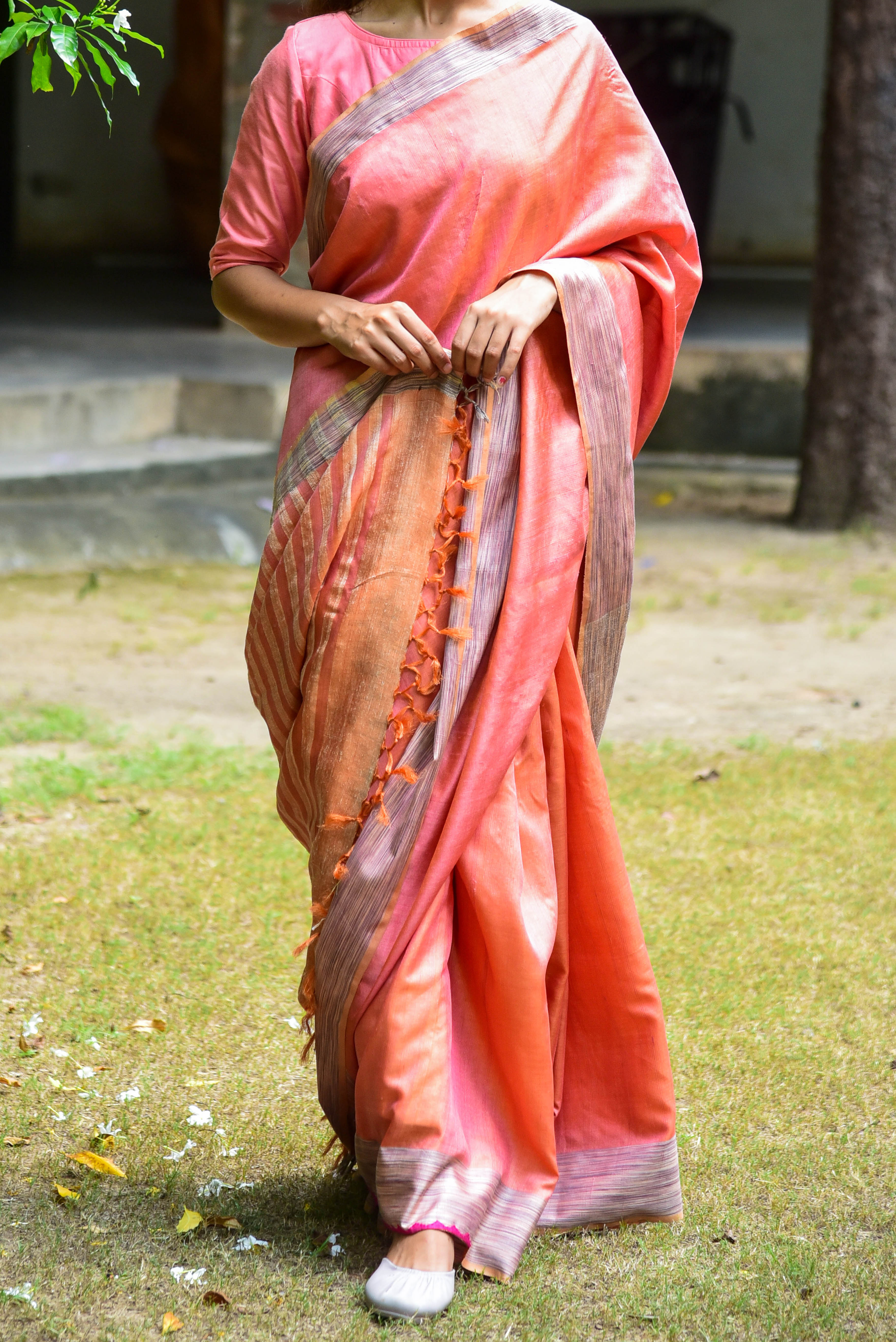 Linen handwoven sari