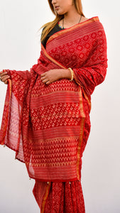 Tanka Embroidery Saree With Zari Border