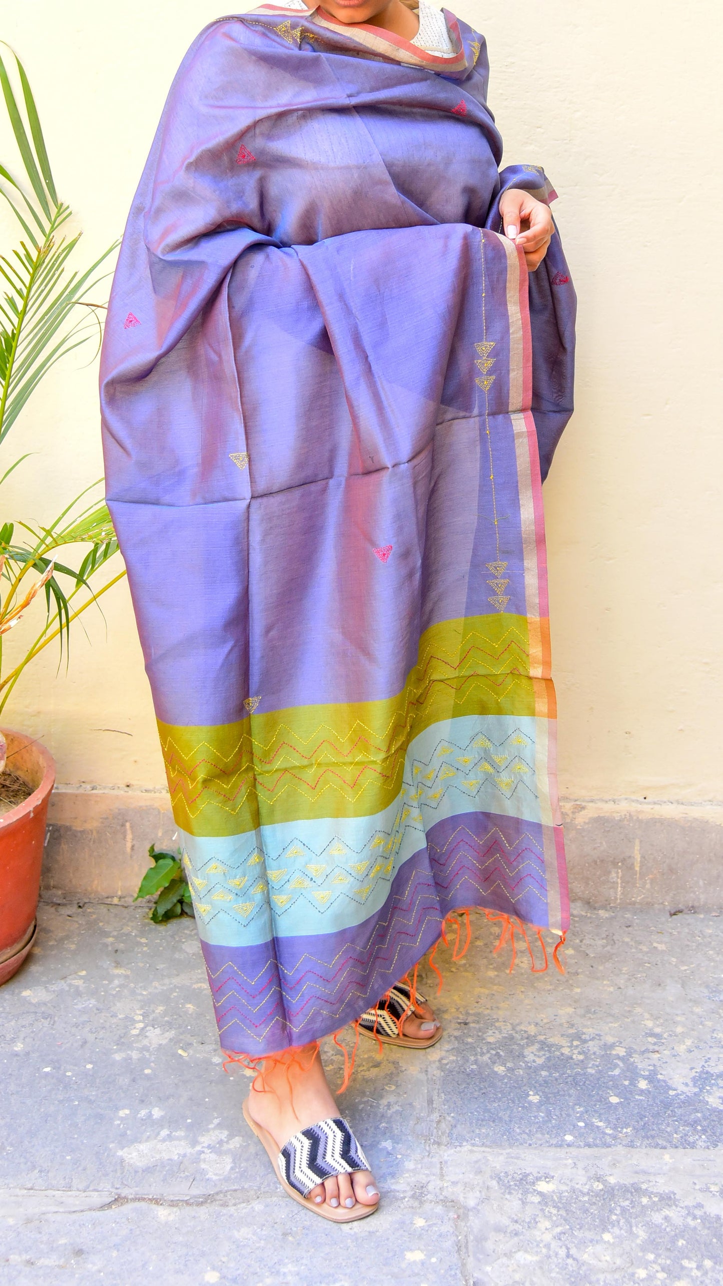 Multi-color Tanka Embroidery Dupatta