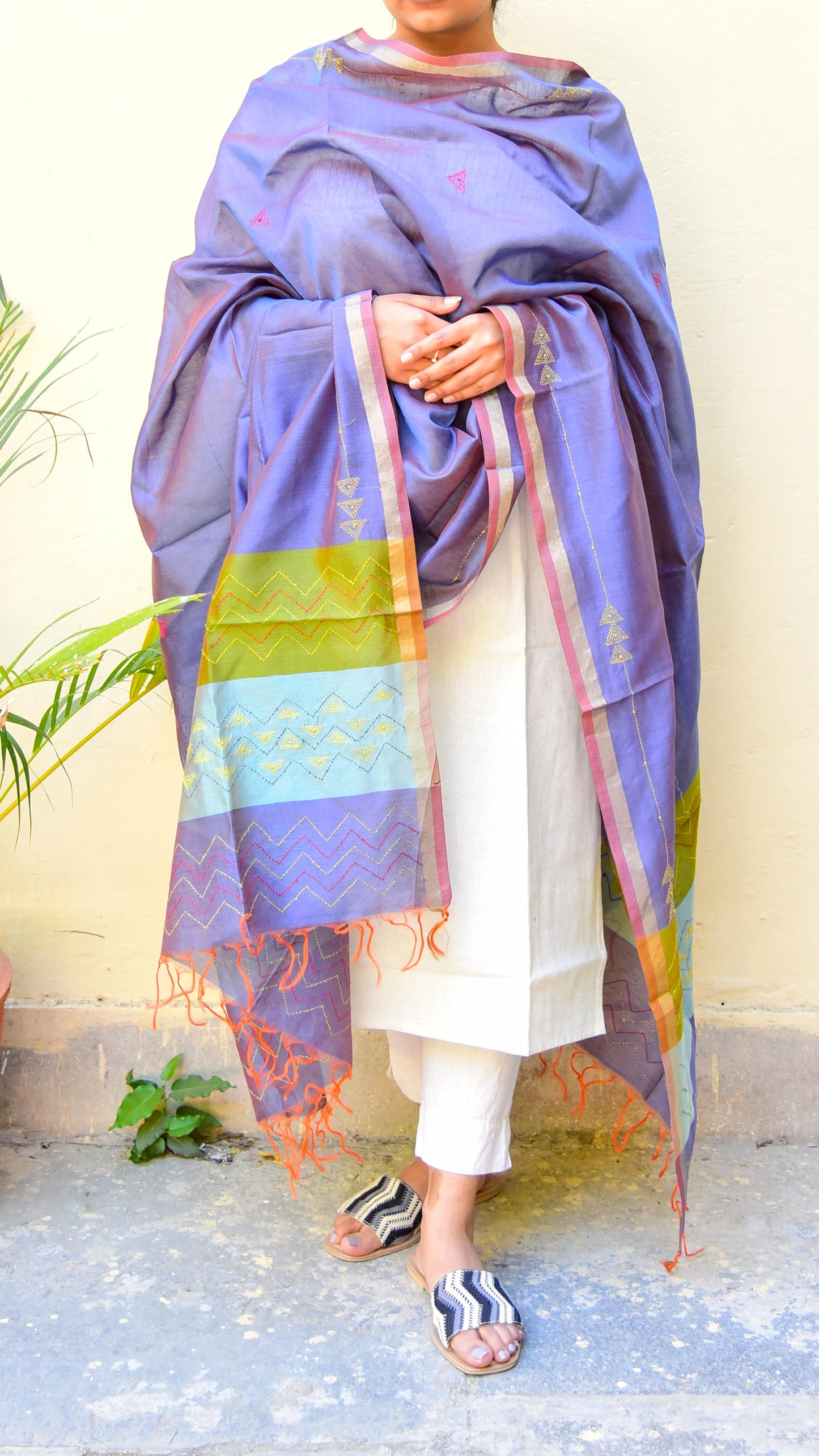 Multi-color Tanka Embroidery Dupatta