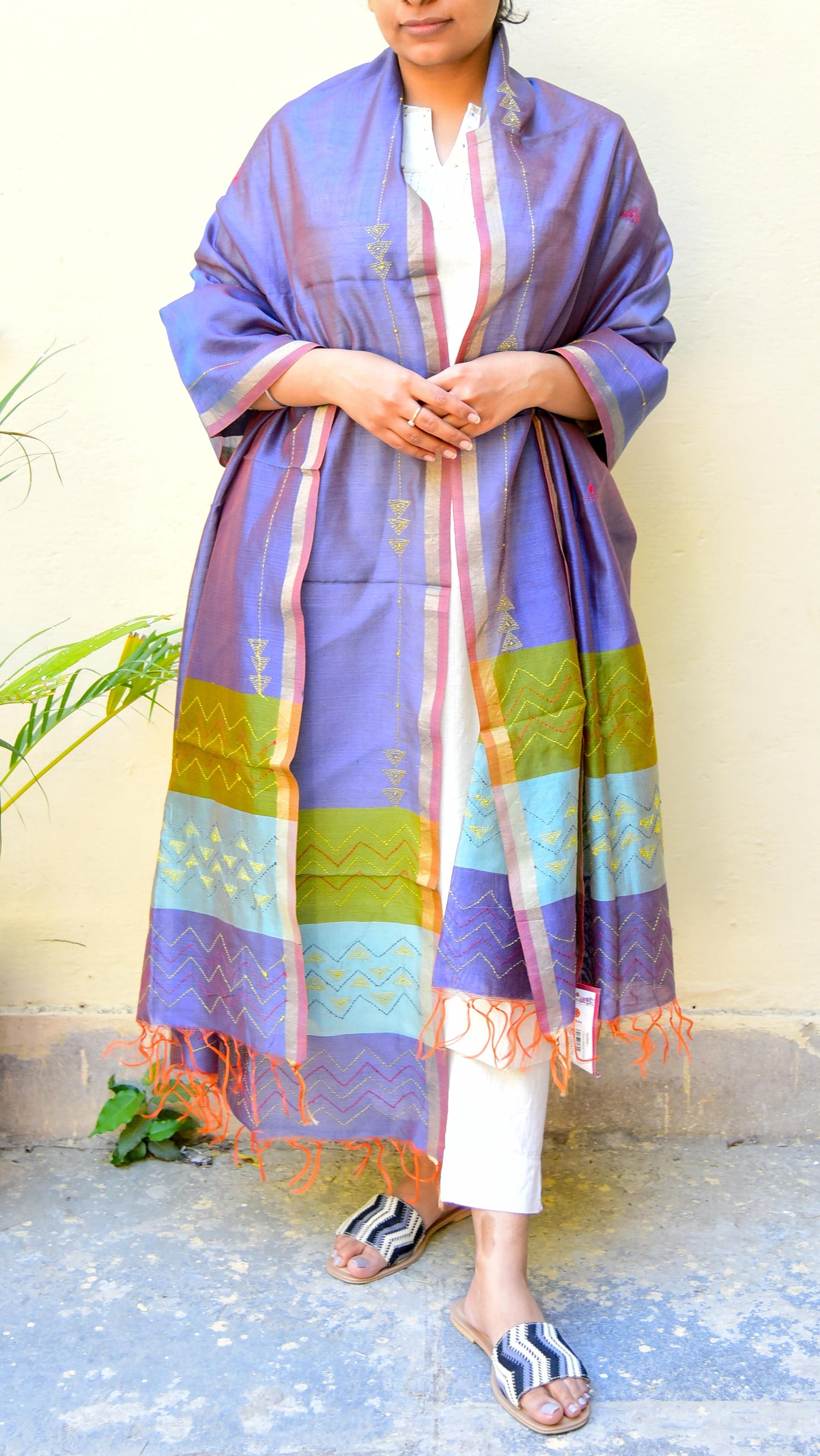 Multi-color Tanka Embroidery Dupatta