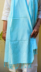 Pastel Cotton Stole With Tanka Embroidery