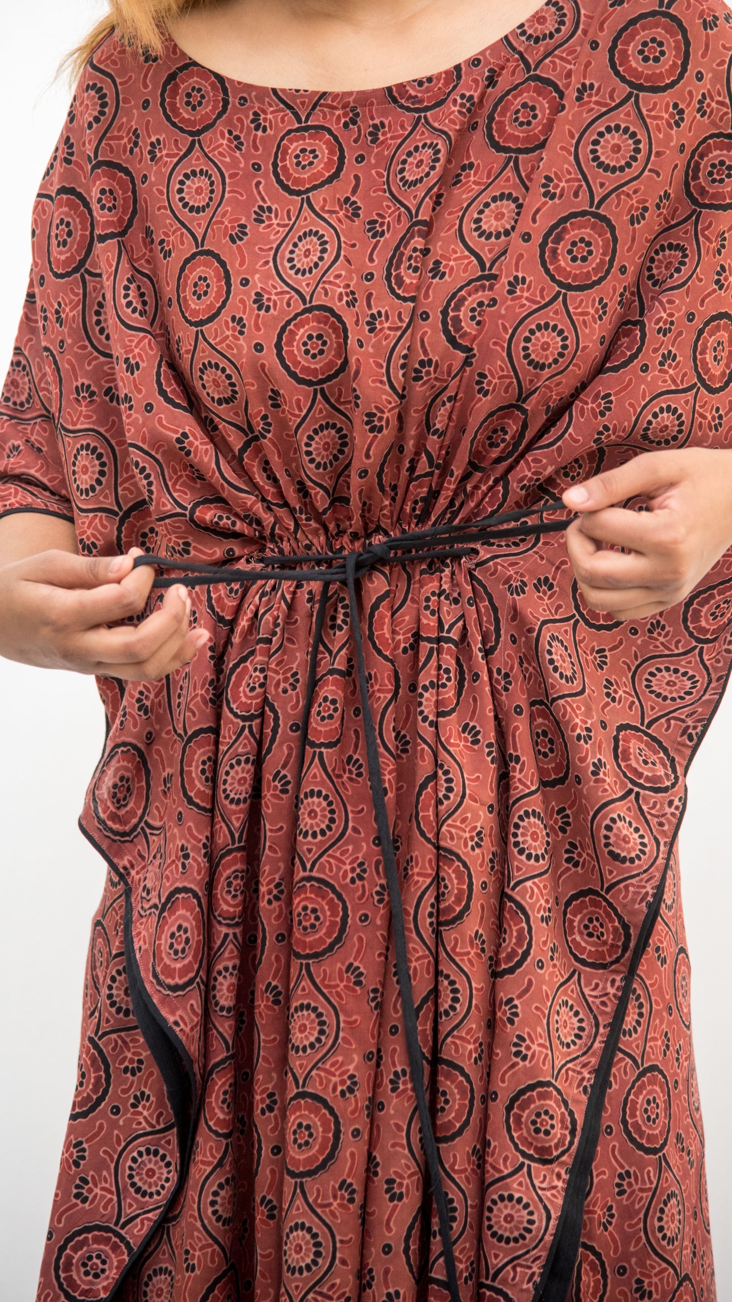 Red Block Print Kaftan