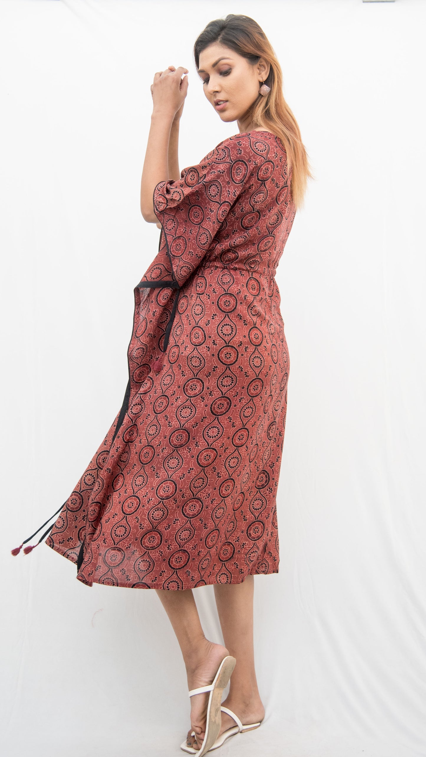 Red Block Print Kaftan