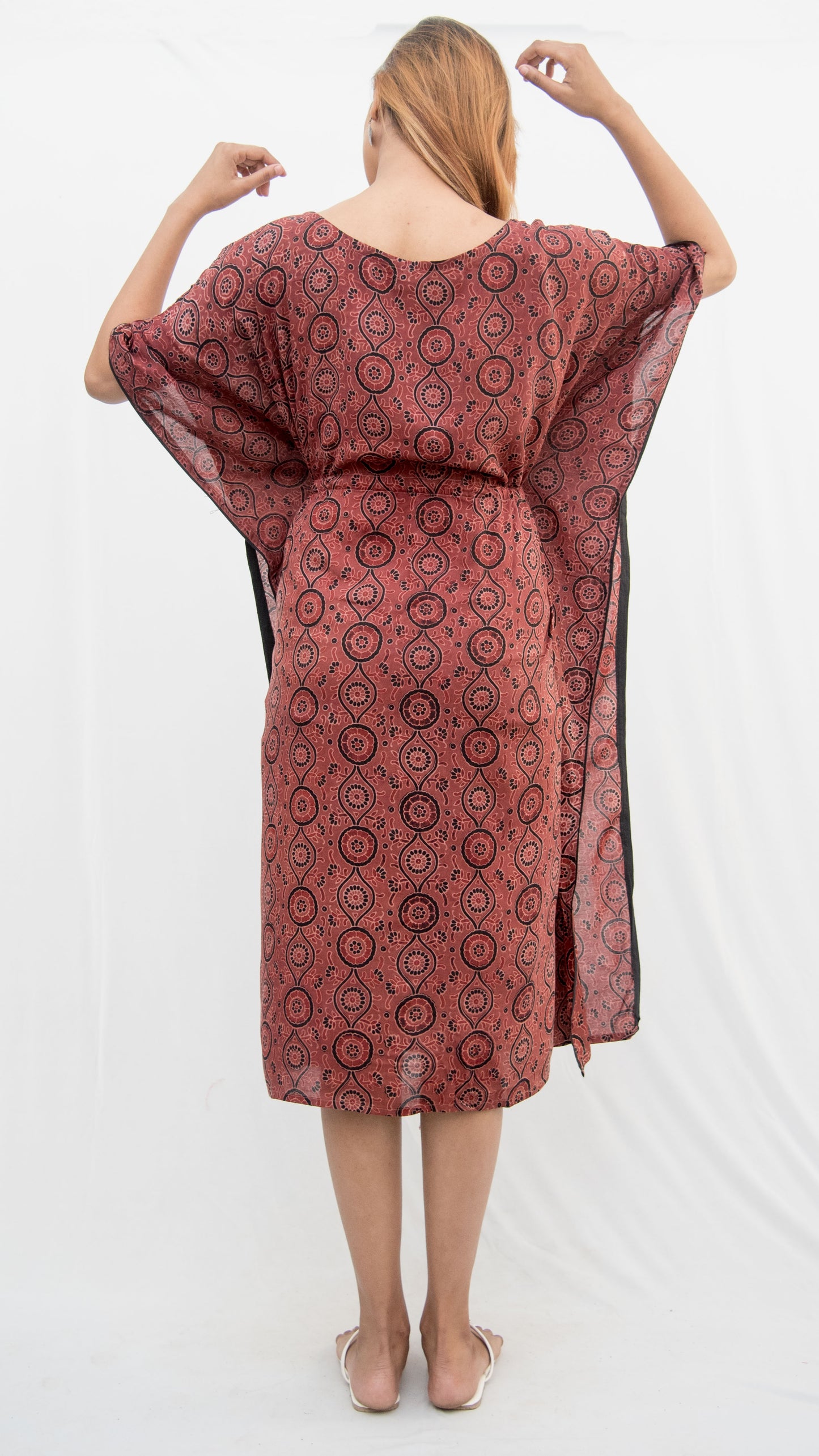 Red Block Print Kaftan