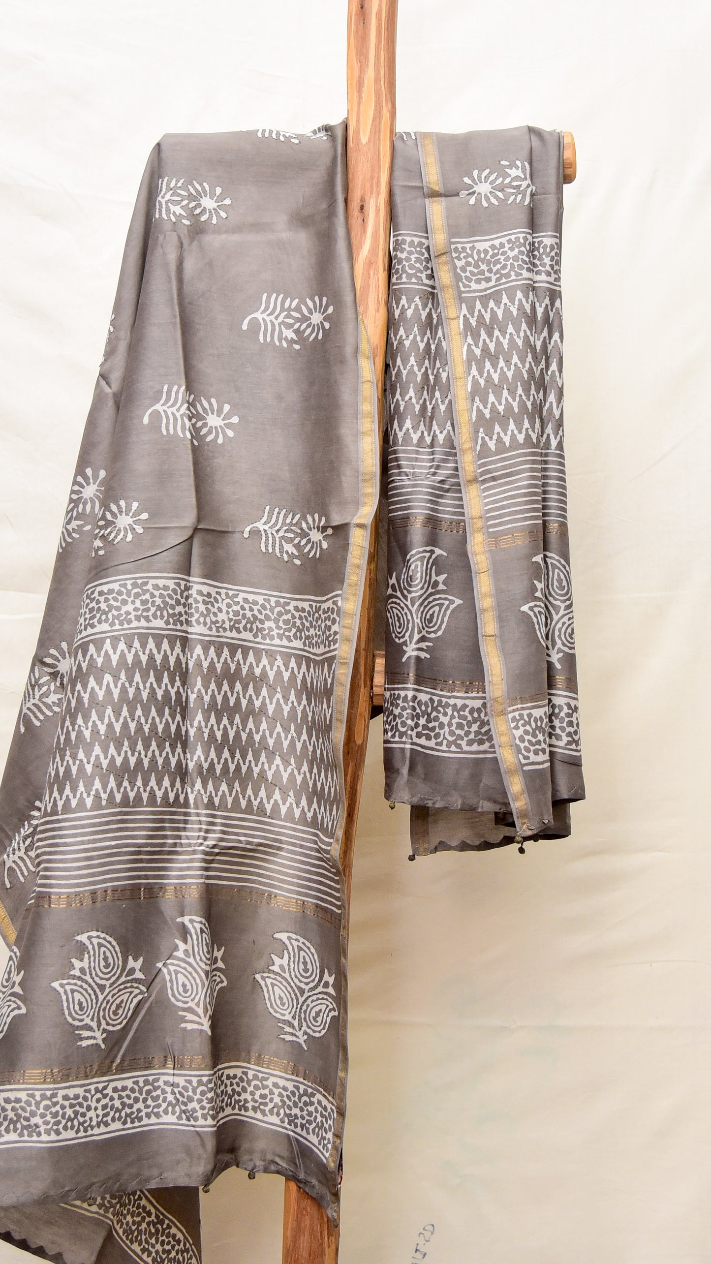 Silk Tanka Embroidery Dupatta with Zari Border