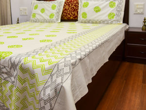 Lime Cotton Bedsheet with Pillow Covers