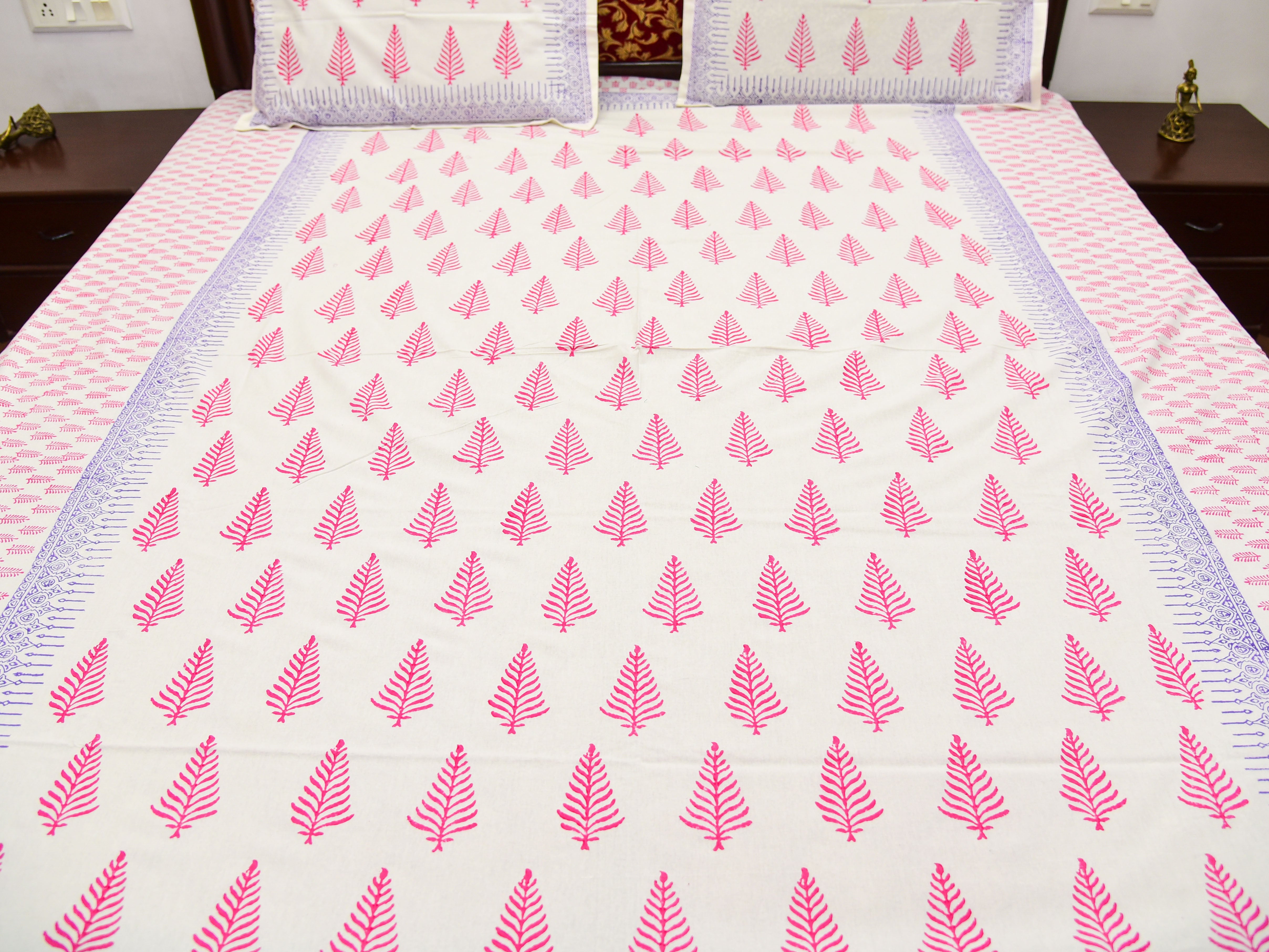 Cotton Hand Block Print Bedsheet With Pillow Cover