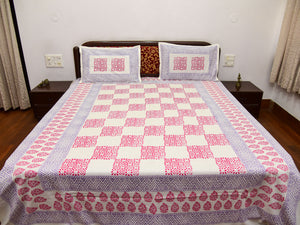 Pink Cotton Bedsheet with Pillow Covers