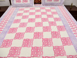 Pink Cotton Bedsheet with Pillow Covers