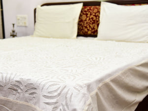 White Cut Work Bedsheet with Pillow Covers