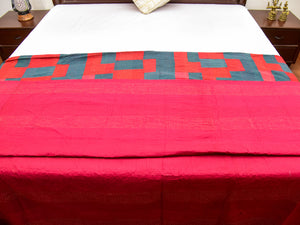 Abstract Blue Red Double Bed Gudri