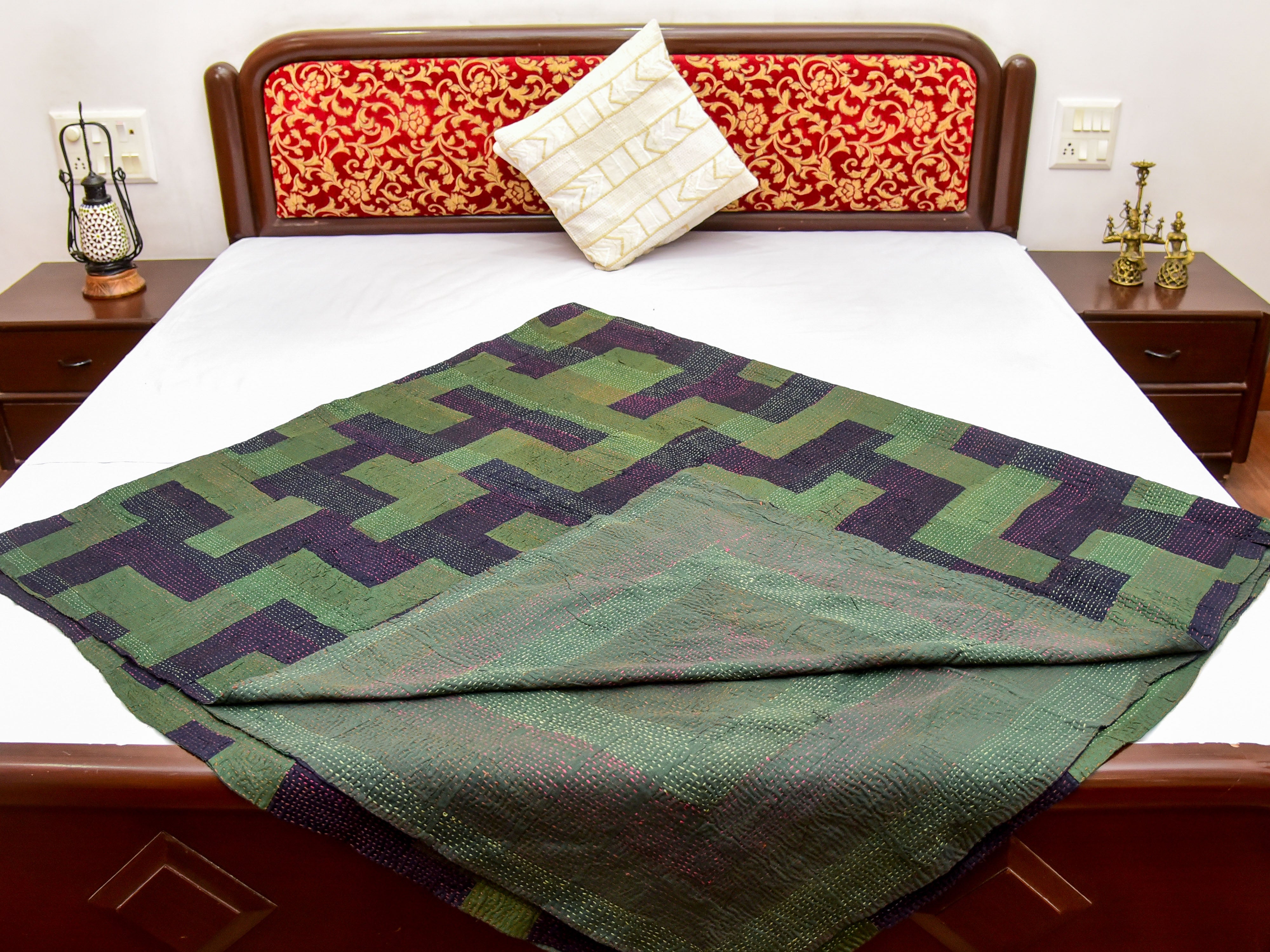 Silk Tanka Embroidery Double Bed Gudri
