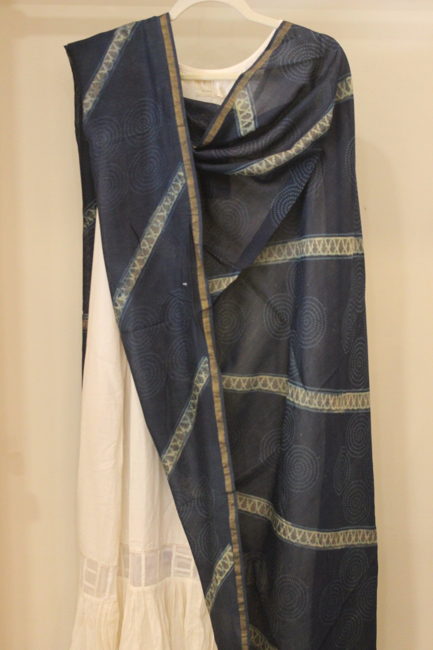 Dark Blue Silk Dupatta