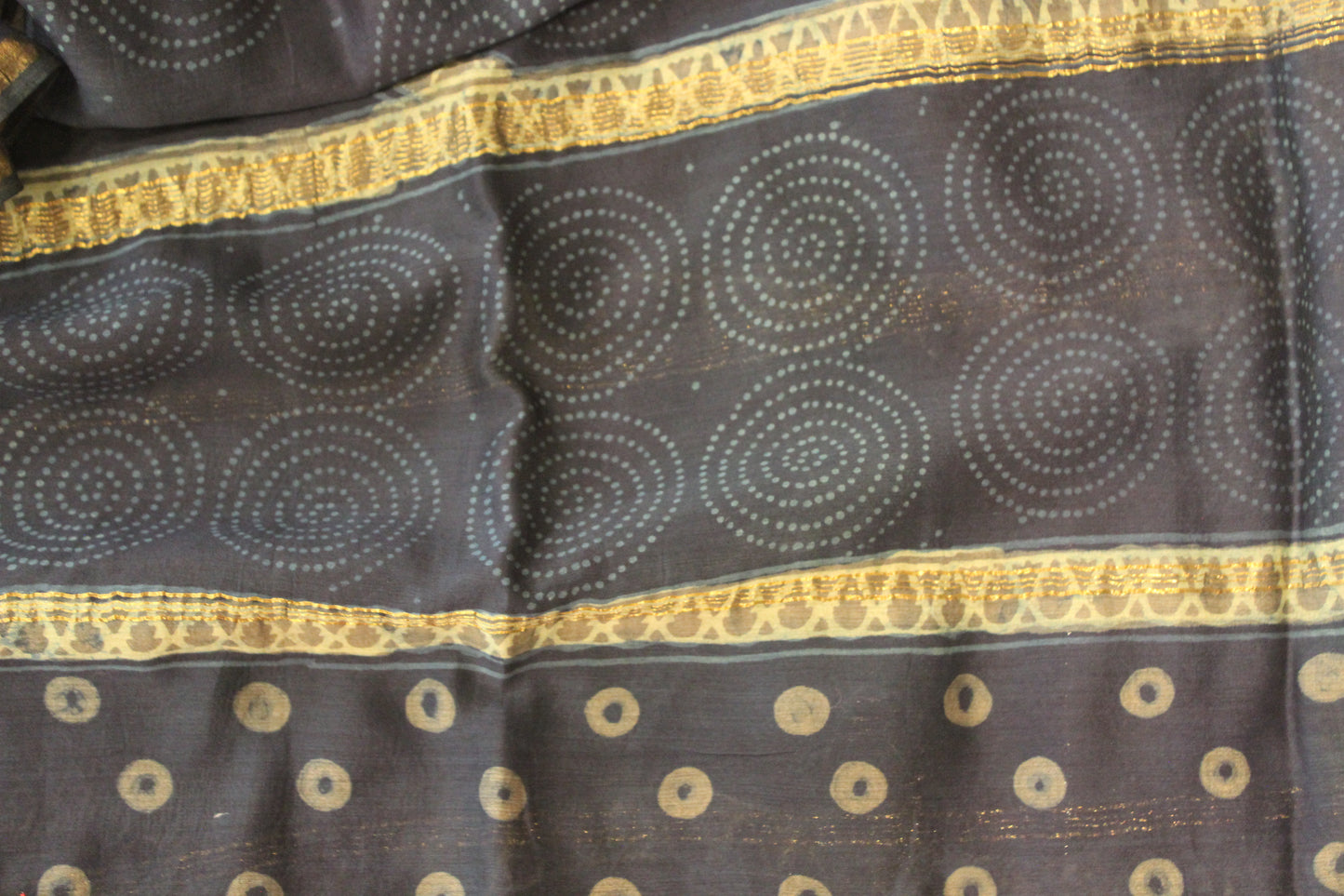 Dark Blue Silk Dupatta