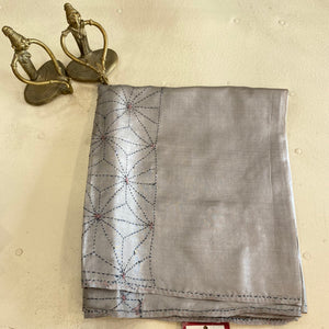 Grey Hand Embroidered Stole