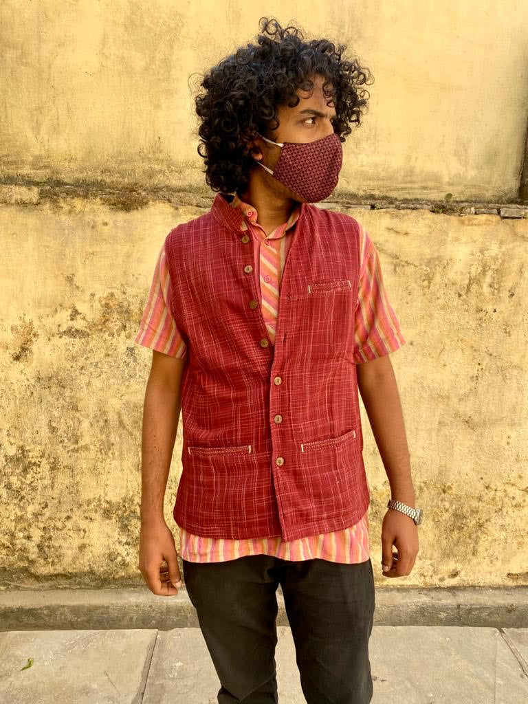 Maroon Khadi Jacket